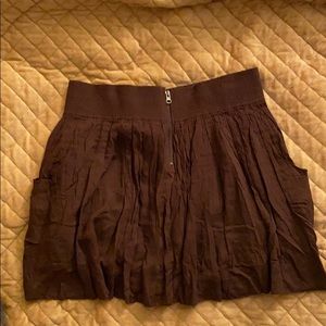 Dark Brown Flowy Skirt with front zipper detail